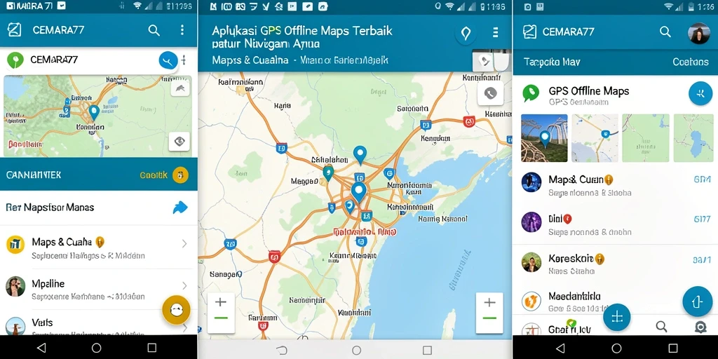Tampilan antarmuka CEMARA77 yang sederhana dan intuitif untuk GPS Offline Maps.