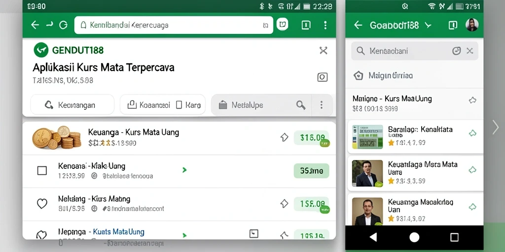 Antarmuka GENDUT188 menampilkan nilai tukar mata uang secara real-time.
