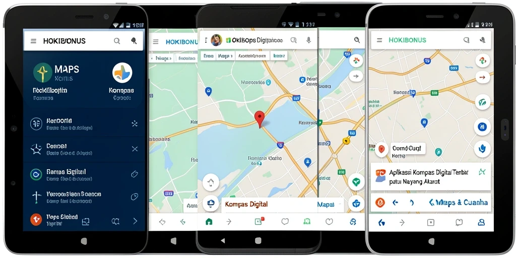 Antarmuka HOKIBONUS menampilkan fitur kompas digital yang akurat.