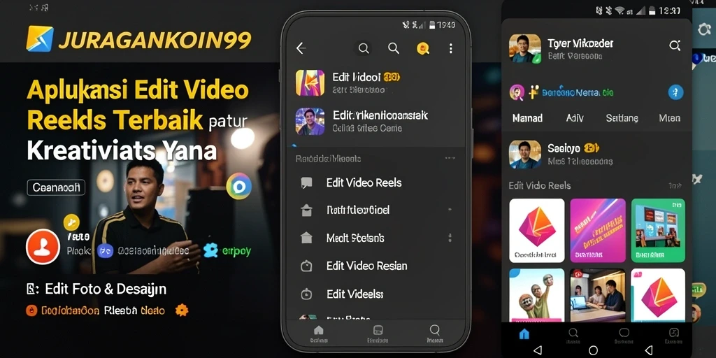 Tampilan antarmuka JURAGANKOIN99 untuk edit video Reels yang menarik.
