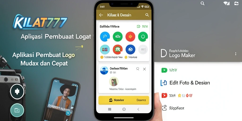 Tampilan antarmuka KILAT777 yang menarik dan fungsi Logo Maker yang intuitif.