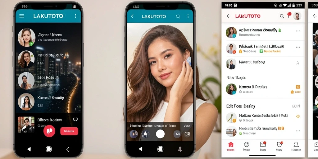 Antarmuka pengguna LAKUTOTO menampilkan fitur edit foto yang sederhana dan menarik.
