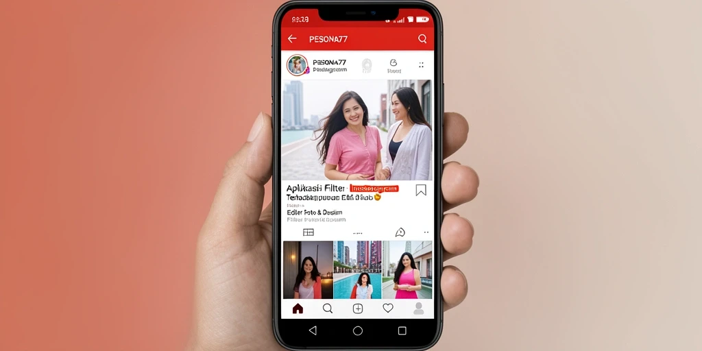 Tampilan antarmuka PESONA77 dengan sejumlah filter Instagram yang menarik.