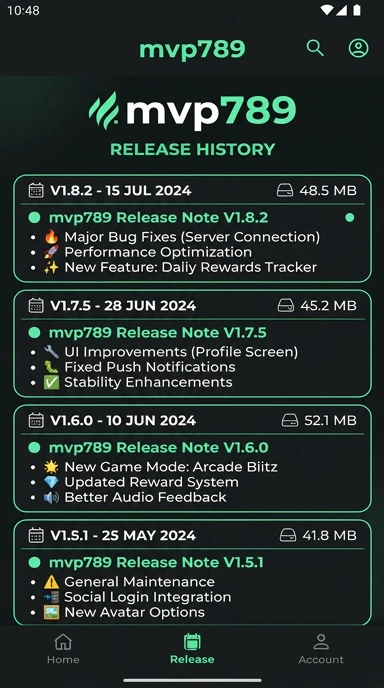 Riwayat Versi mvp789 untuk Pengguna Android